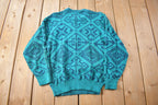 Vintage 1980s Di Vincent Snow Flake Design Knitted Crewneck Sweater