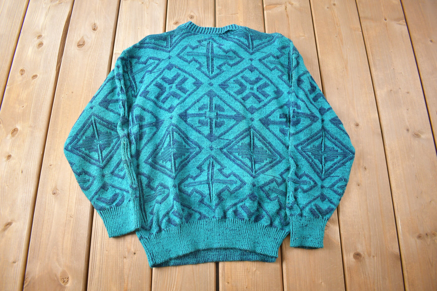 Vintage 1980s Di Vincent Snow Flake Design Knitted Crewneck Sweater / Vintage Crewneck / All Over Pattern / Abstract Pattern