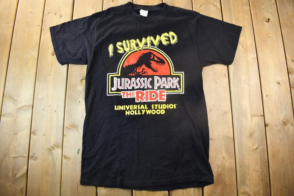 Vintage 1996 I Survived Jurassic Park The Ride Universal Studios Hollywood T Shirt