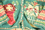 Vintage 1990s Tiara Petits AOP Abstract Holiday Chunky Knit Cardigan Sweater Mens L  Preppy Knit Cardigan
