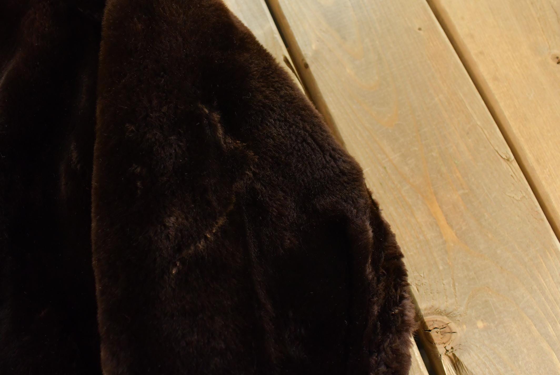 Vintage 1960s Mouton Fur Coat Wool Lining Adult L
