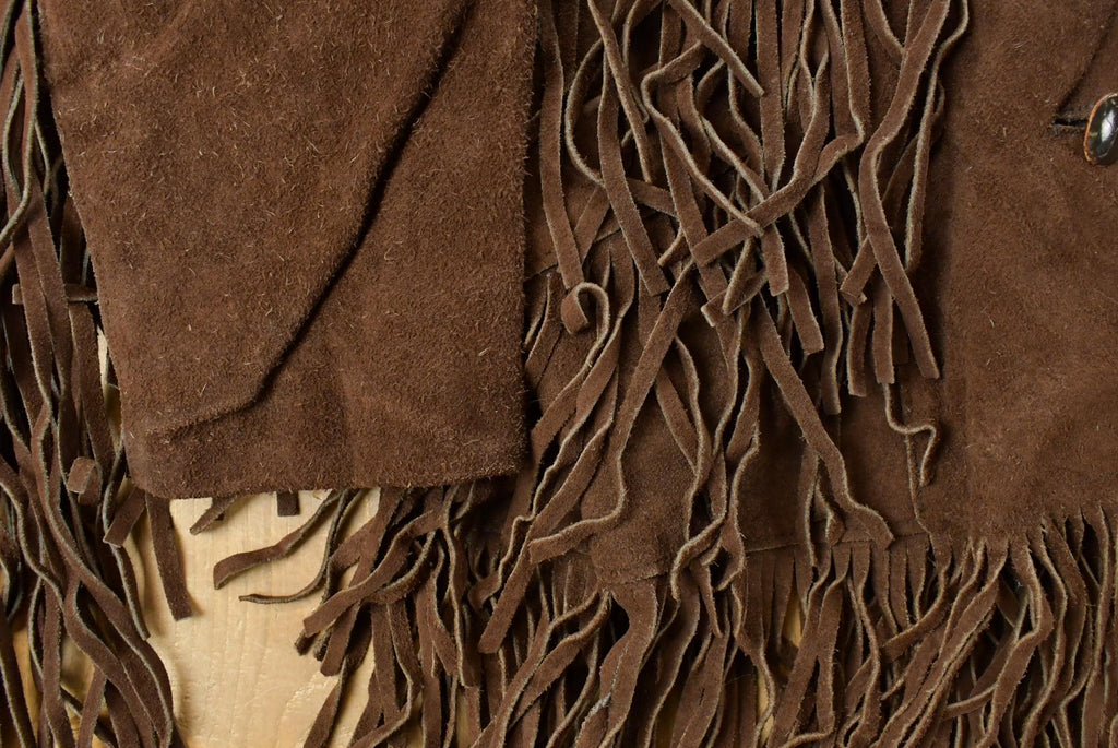 Vintage 1970s Pioneer Wear Leather Suede Western Fringe Jacket Women's M