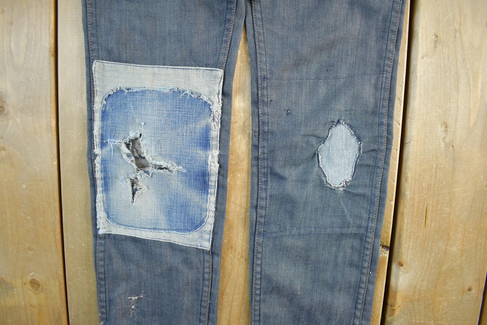 Vintage 1960s 1970s Lee Distressed Denim Jeans Youth 24 x 23.5