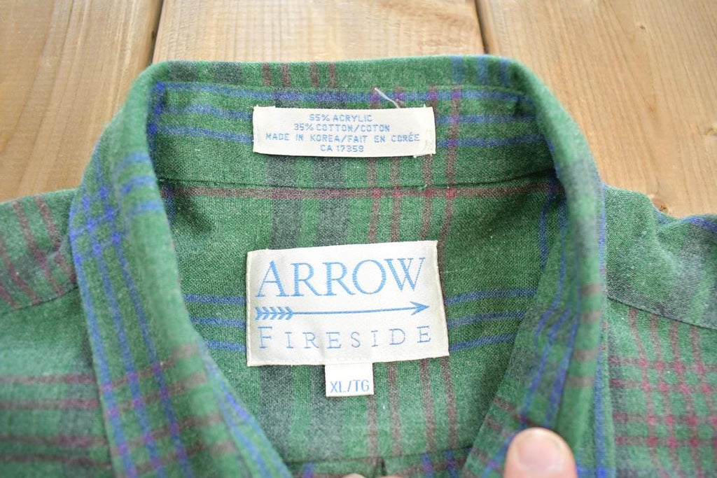 Vintage 1980s Arrow Fireside Plaid Button Up Shirt