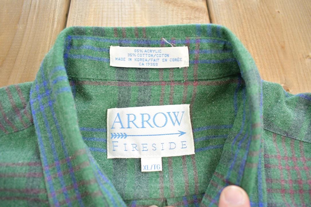 Vintage 1980s Arrow Fireside Plaid Button Up Shirt