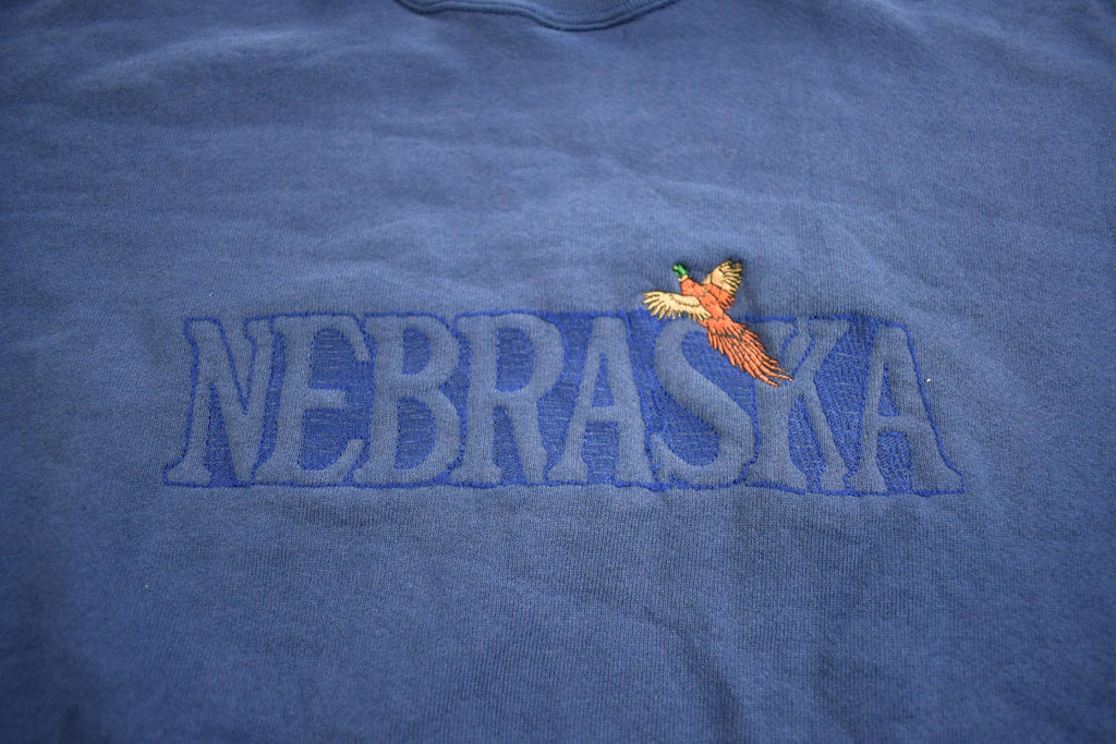 Vintage 1990s Nebraska Embroidered Souvenir Travel Crewneck Sweatshirt Made In USA