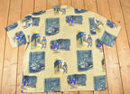 Vintage 1990s Up Roc AOP Hip Hop Hustler Rottweiler Abstract Button Up Shirt Men's XXL