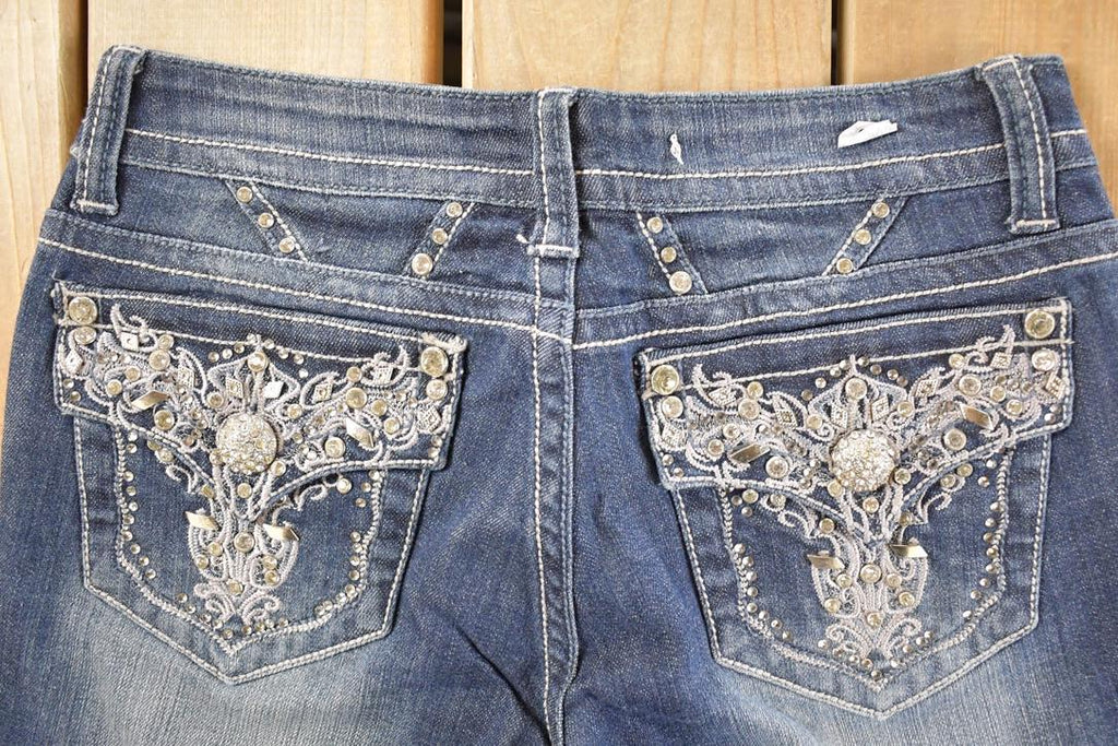 Vintage Deadstock Y2K Grace In LA Bedazzled Bootcut Low Rise Skinny Jeans Women's Size 27 x 32