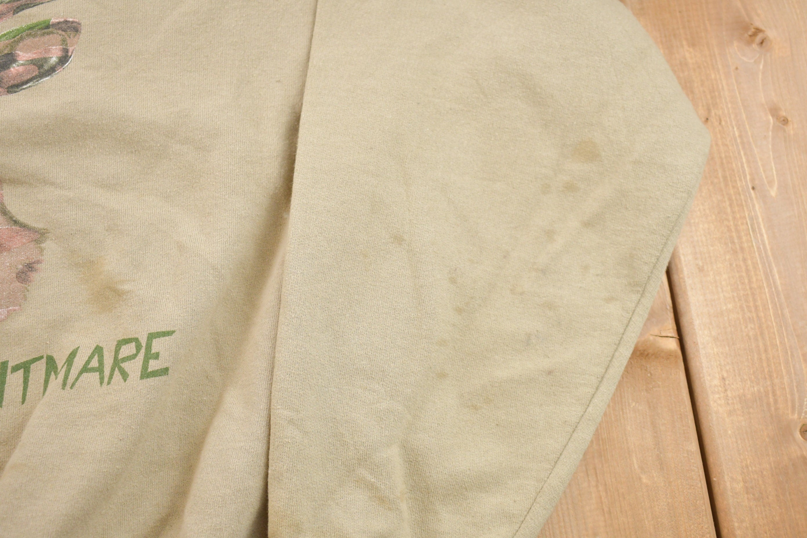 Vintage 1990s A Hunters Nightmare Camo Deer Graphic Crewneck Sweatshirt