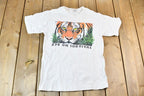 Vintage 1990s Eyes on Survival Realistic Tiger Theme Single Stitch Graphic T-Shirt