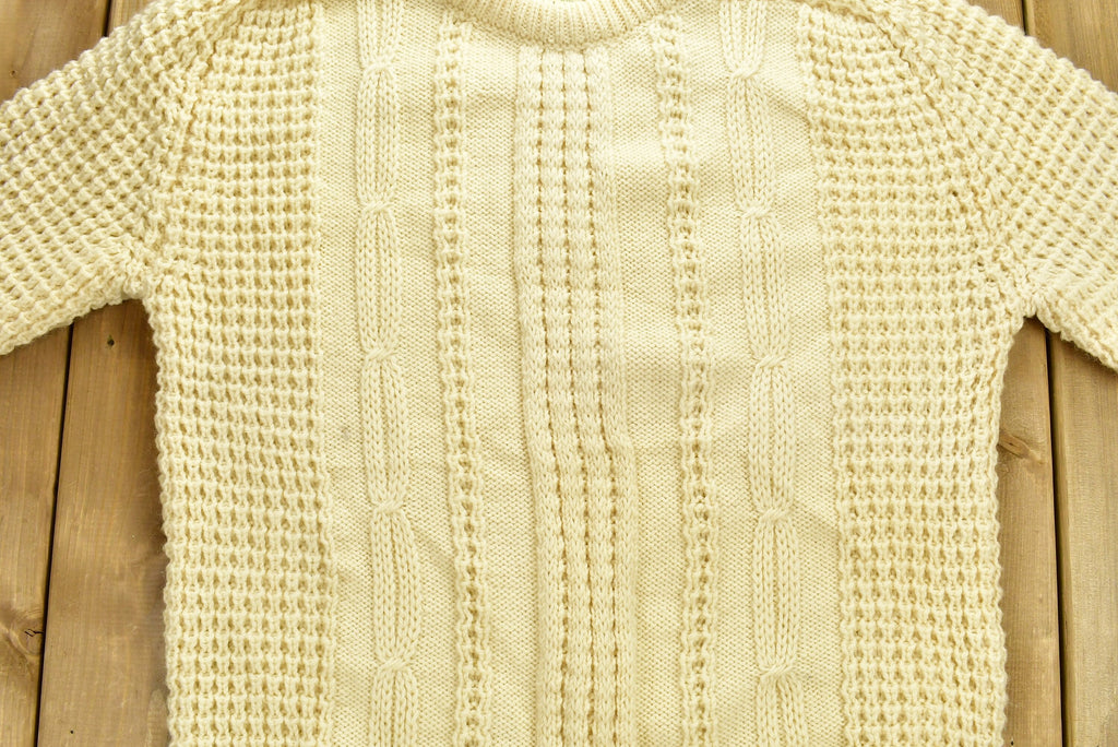 Vintage 1980's 100% Pure New Wool Cable Knit Sweater