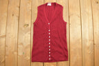 Vintage 1980s Burgundy Knit Button Up Vest