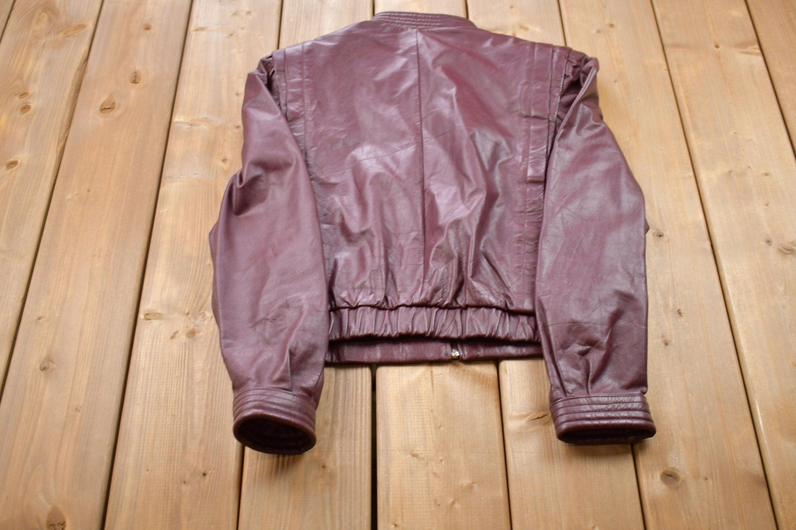 Vintage 1990s Woman's Bernman's Leather Full Zip Short Jacket