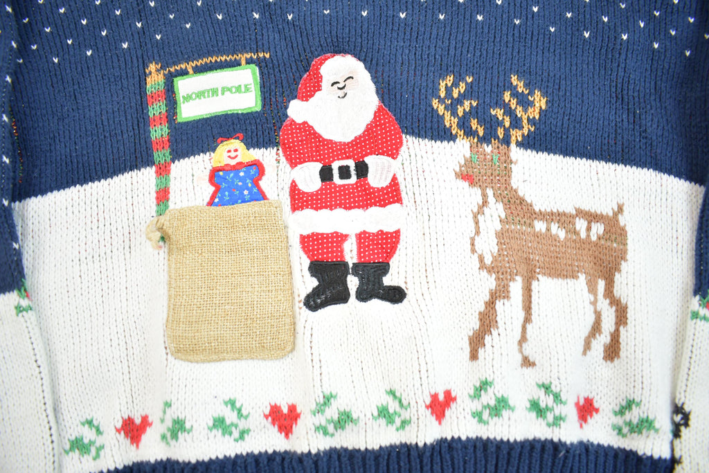 Vintage 1990s Sweater Loft Christmas Theme Knit Crewneck Sweater Made In USA