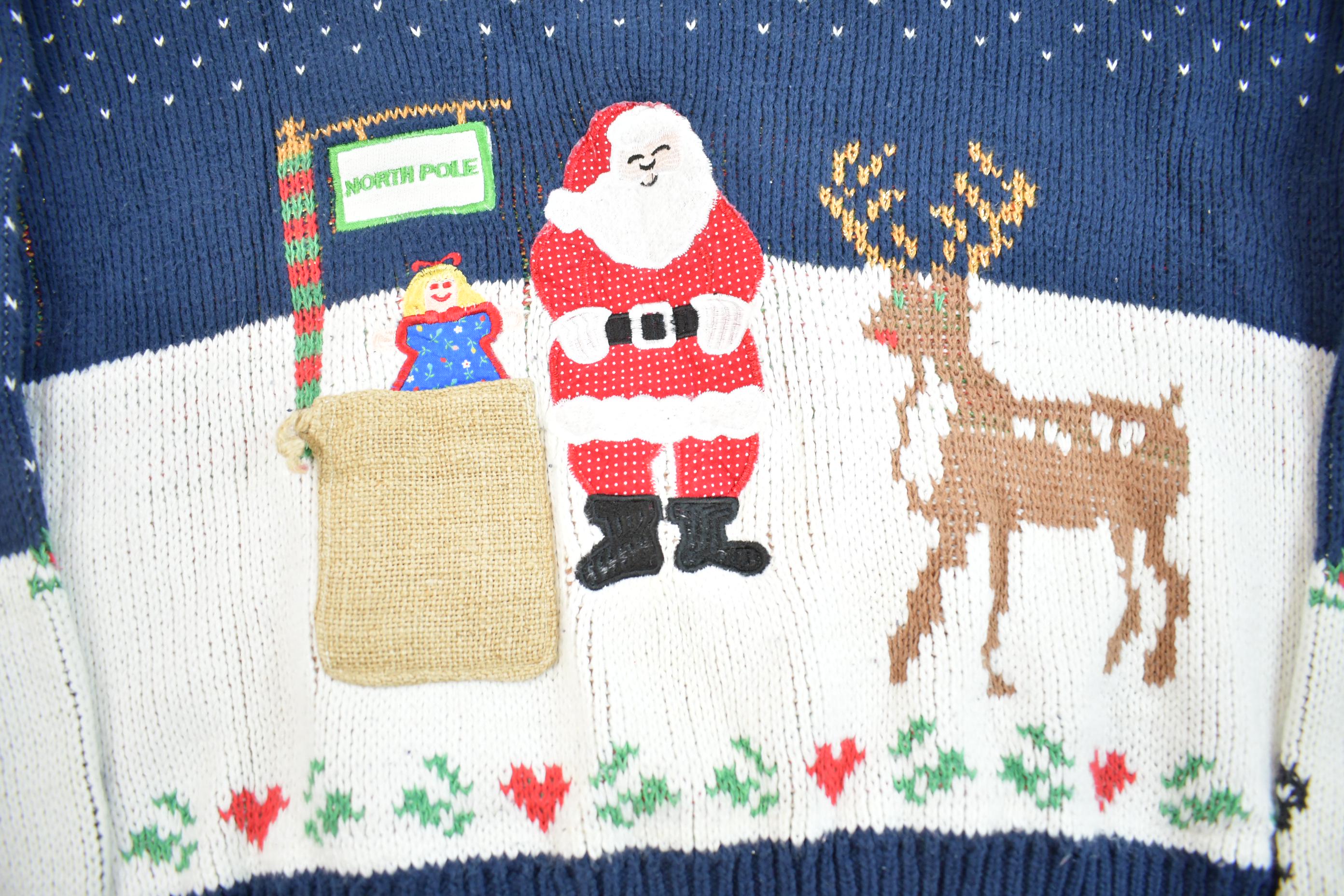 Vintage 1990s Sweater Loft Christmas Theme Knit Crewneck Sweater Made In USA