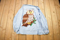 Vintage 1980s Hand Stitched Owl Theme Button Up Shirt