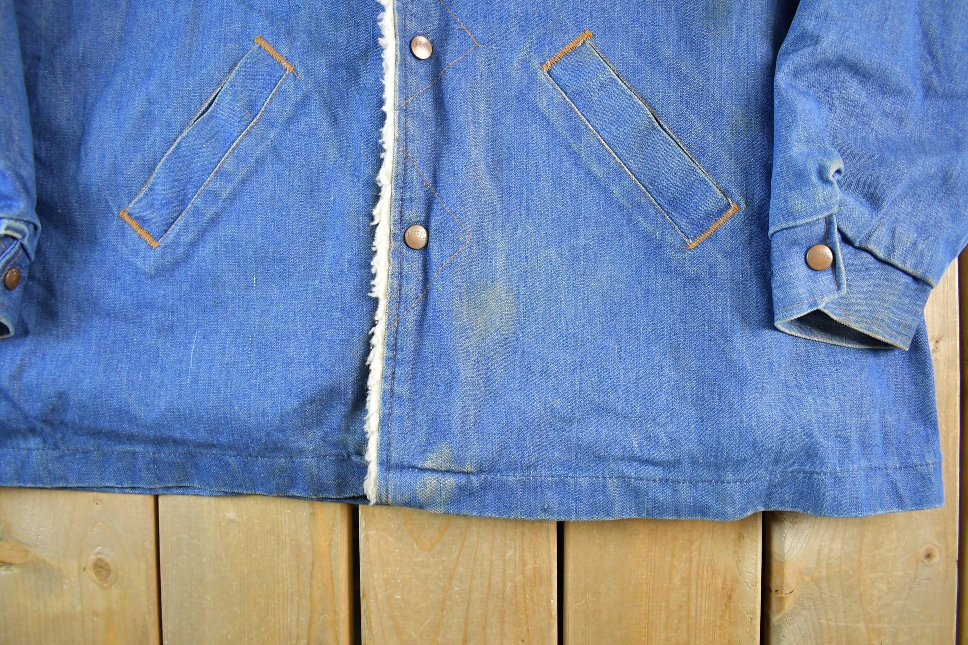 Vintage 1970s Wrangler Sherpa Lined Denim Jean Jacket Men's 2XL