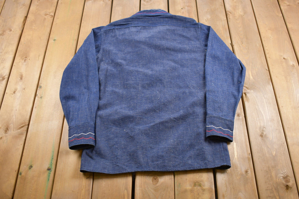Vintage 1960s Floral Embroidered Denim Jean Jacket