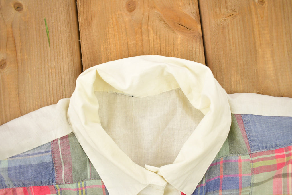 Vintage 1990s Blank Plaid Patch Button Up Shirt
