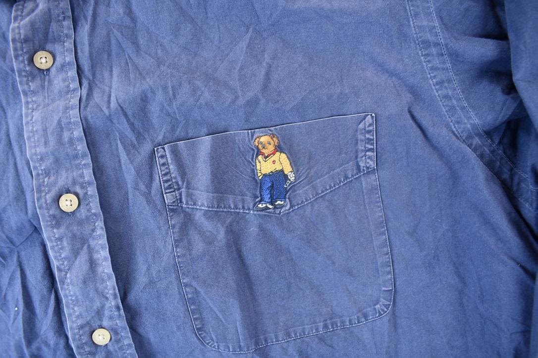Vintage 1990s Ralph Lauren Golf Embroidered Polo Bear Button Down Shirt