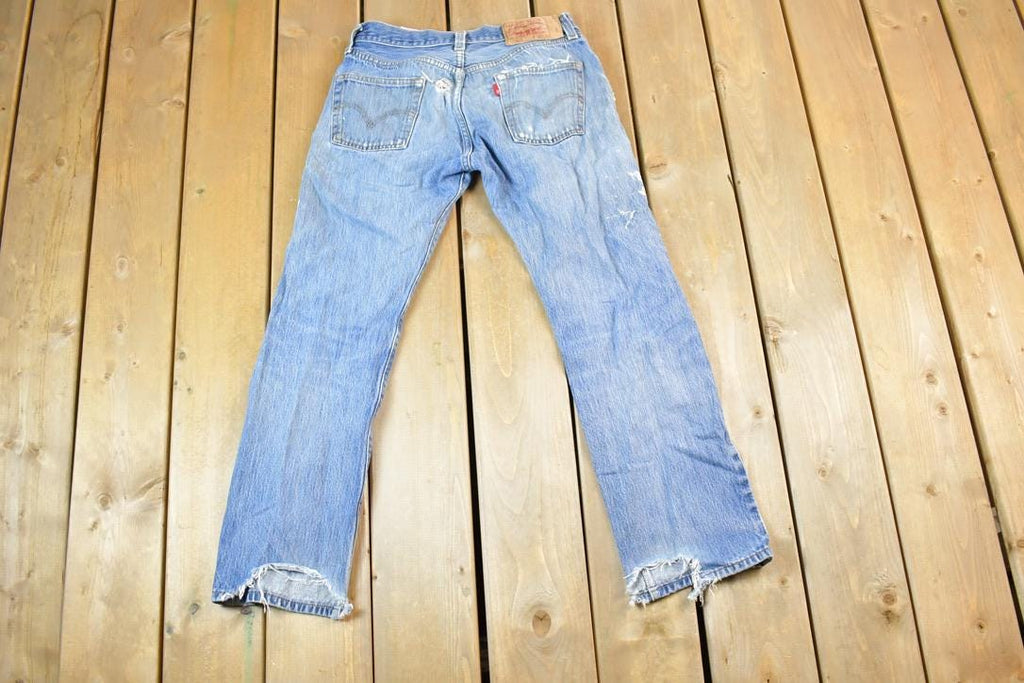 Vintage 1990s Perfectly Distressed Levi Strauss Red Tab 501 Denim Jeans Size 30 x 30 Made In USA