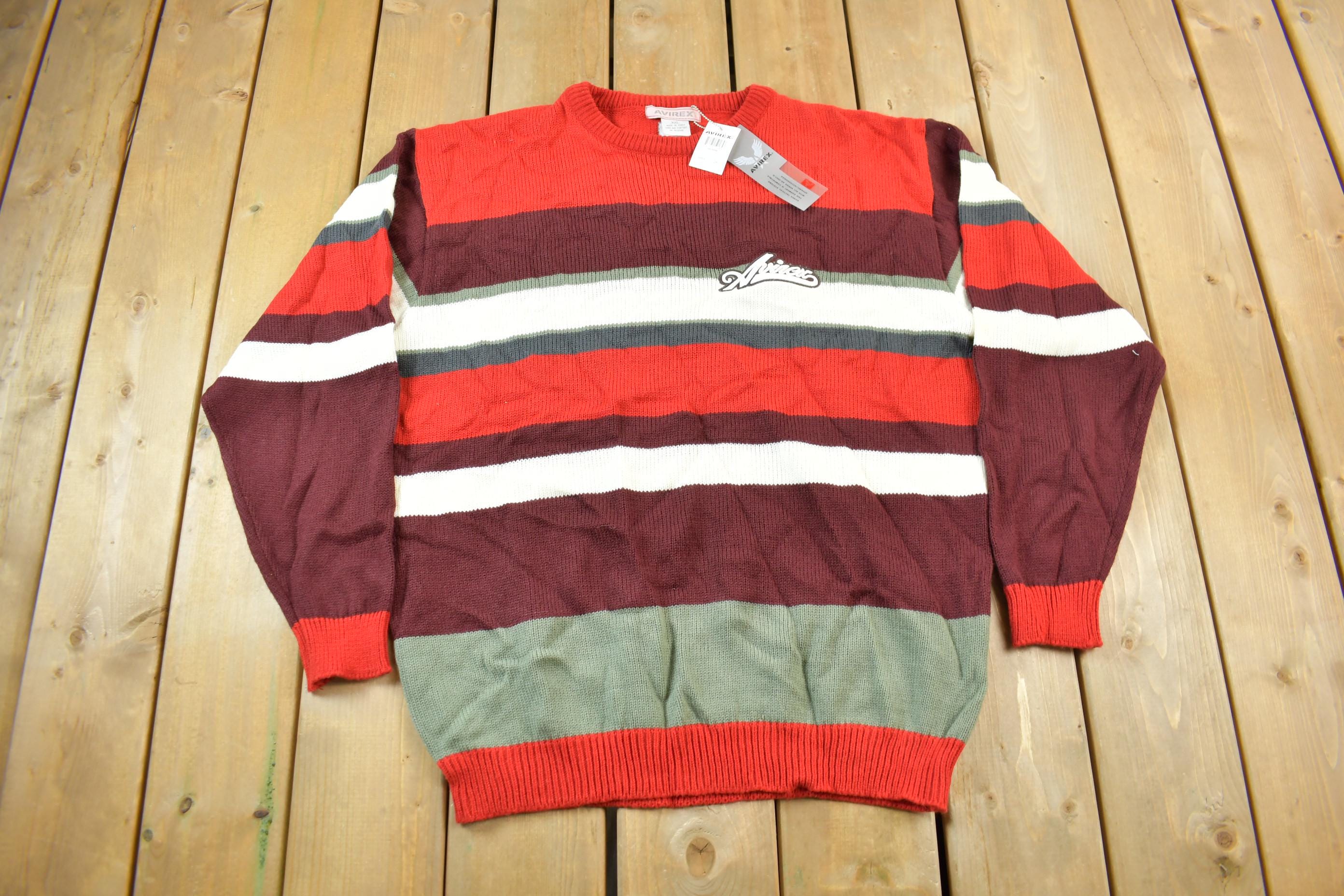 Vintage 1990s Deadstock Avirex Striped Knit Crewneck Sweater