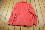 Vintage 1990s Pelle Club Genuine Leather Red Overcoat
