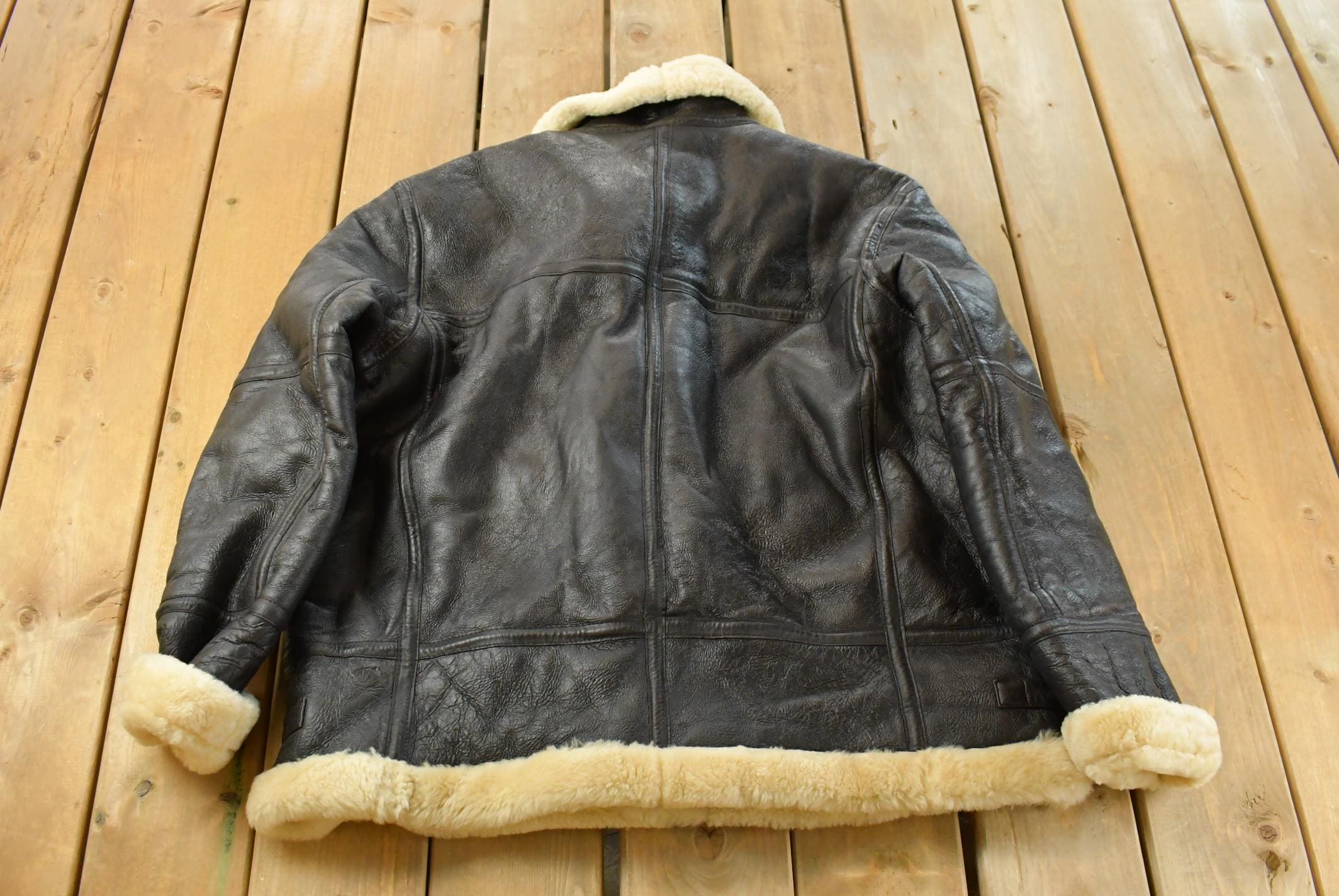 Vintage 1980s Shearling Leather Fur Jacket Men's 2XL /