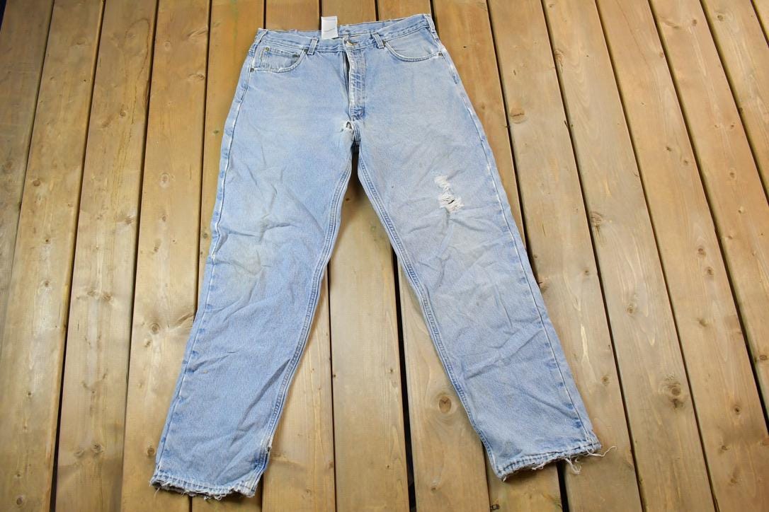 Vintage 1990s Carhartt Lined Denim Work Pants Size 36 x 34