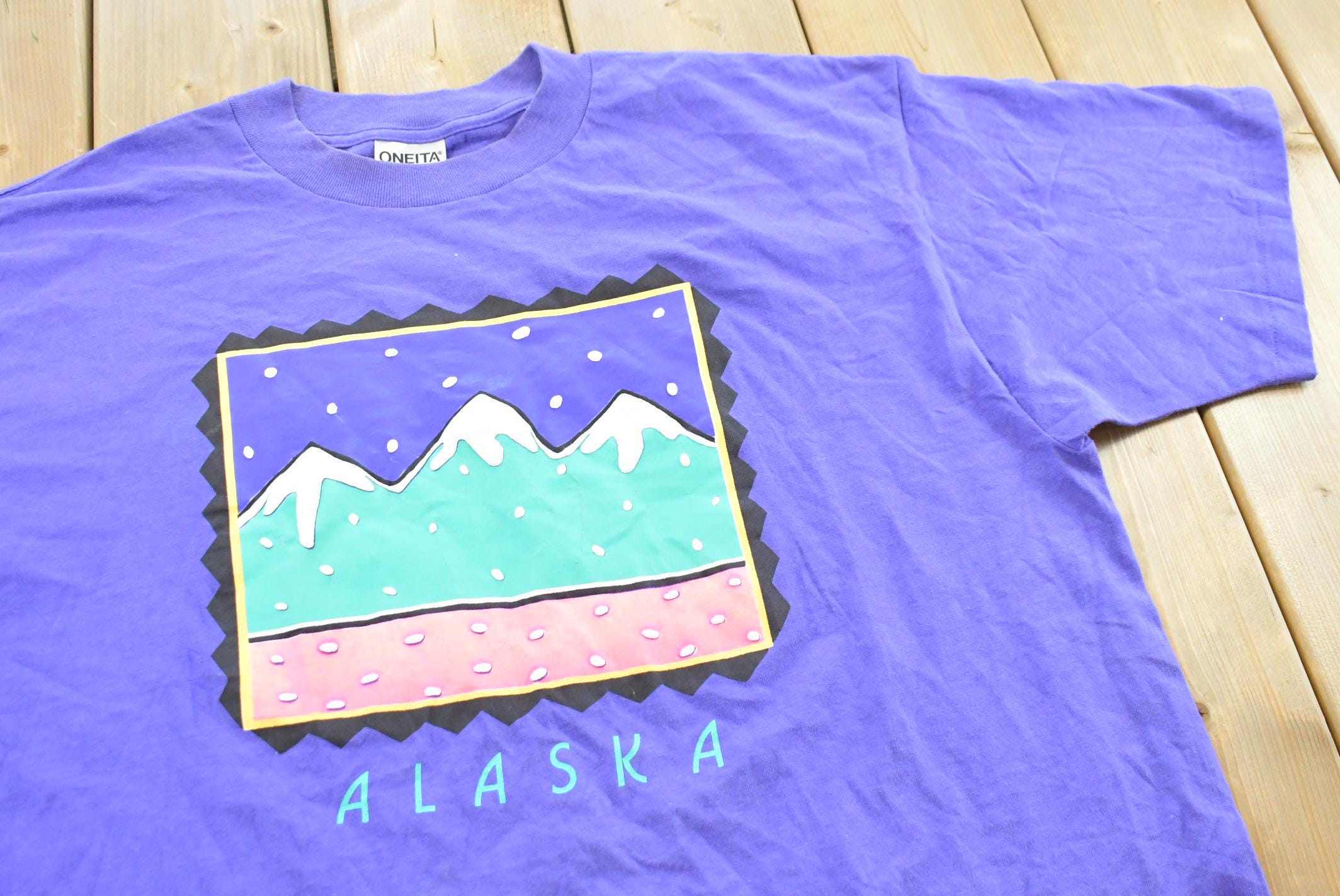 Vintage 1990s Alaska Snowy Mountains T-Shirt Mens XL