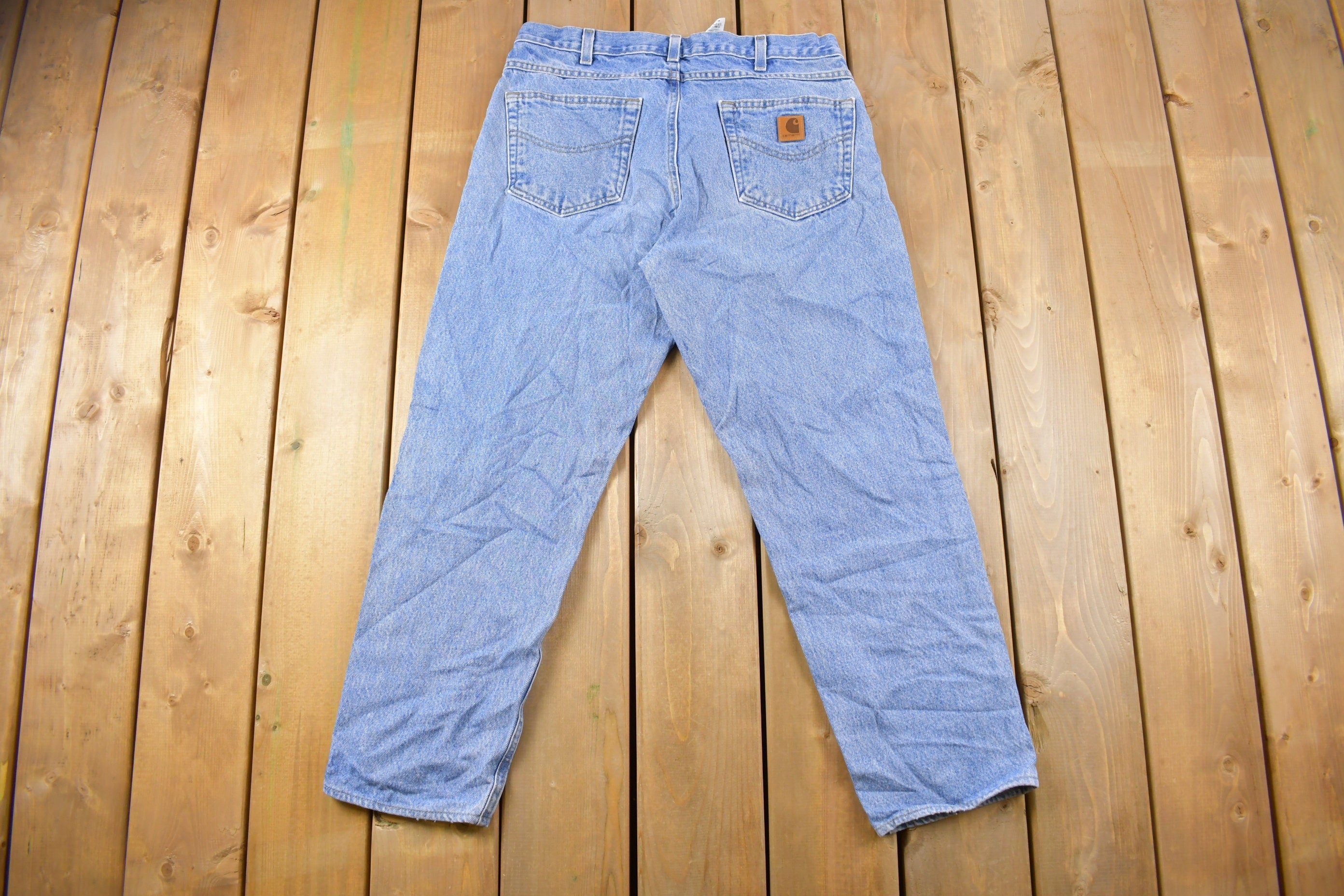 Vintage 1990s Carhartt Work Blue Denim Pants Size 32 x 28