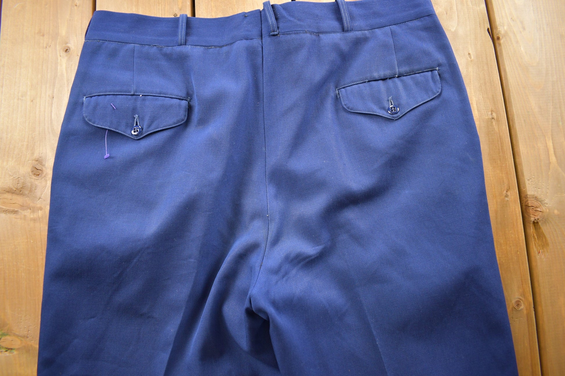 Vintage 1969 Man's Wool Gabardine Blue Type II Class 7 Military Pants Size 38 x 22