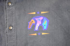 Vintage 1990s Neon Abstract Polar Bear Button Up Shirt Mens M