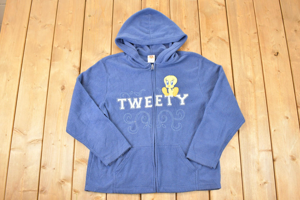 Vintage 1990s Tweety Bird Looney Tunes Full Zip Fleece Outdoorsman Sweater Women's XL
