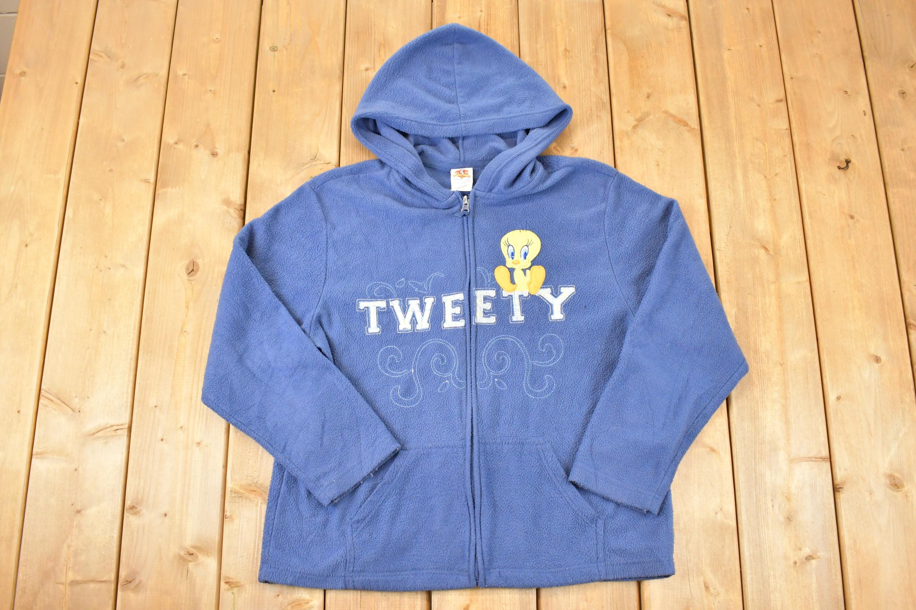 Vintage 1990s Tweety Bird Looney Tunes Full Zip Fleece Outdoorsman Sweater Women's XL