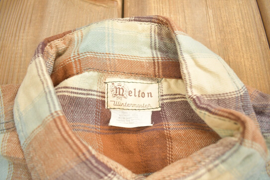 Vintage 1990s Melton Plaid Button Up Shirt