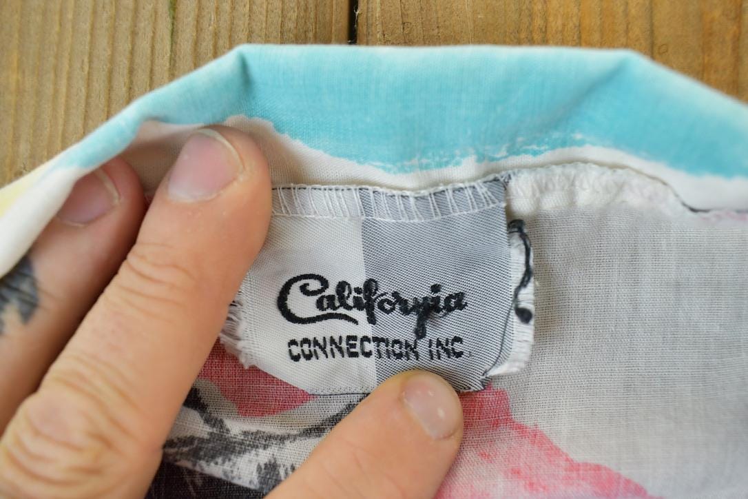 Vintage 1990s California Connection Abstract Neon Button Up Shirt