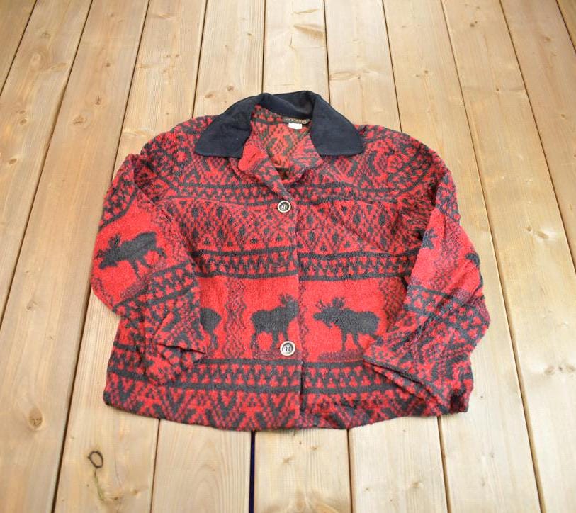 Vintage 1990s David Paul Moose Fleece Sweater