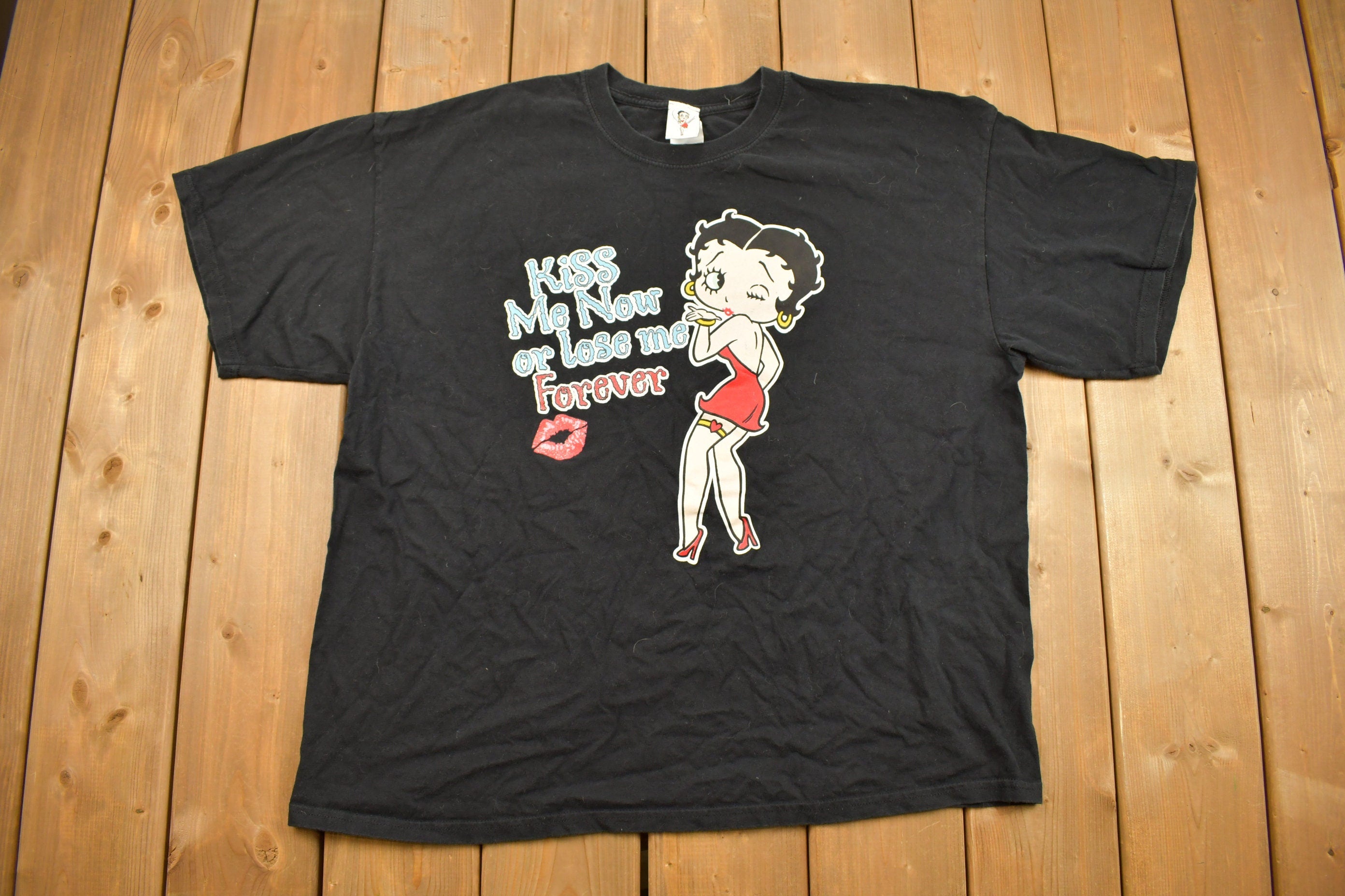 Vintage 1990s Kiss Me Now Betty Boop Cartoon Promo T-Shirt