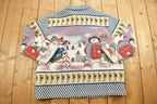 Vintage 1990s Christmas Graphic Patchwork Button Up Jacket