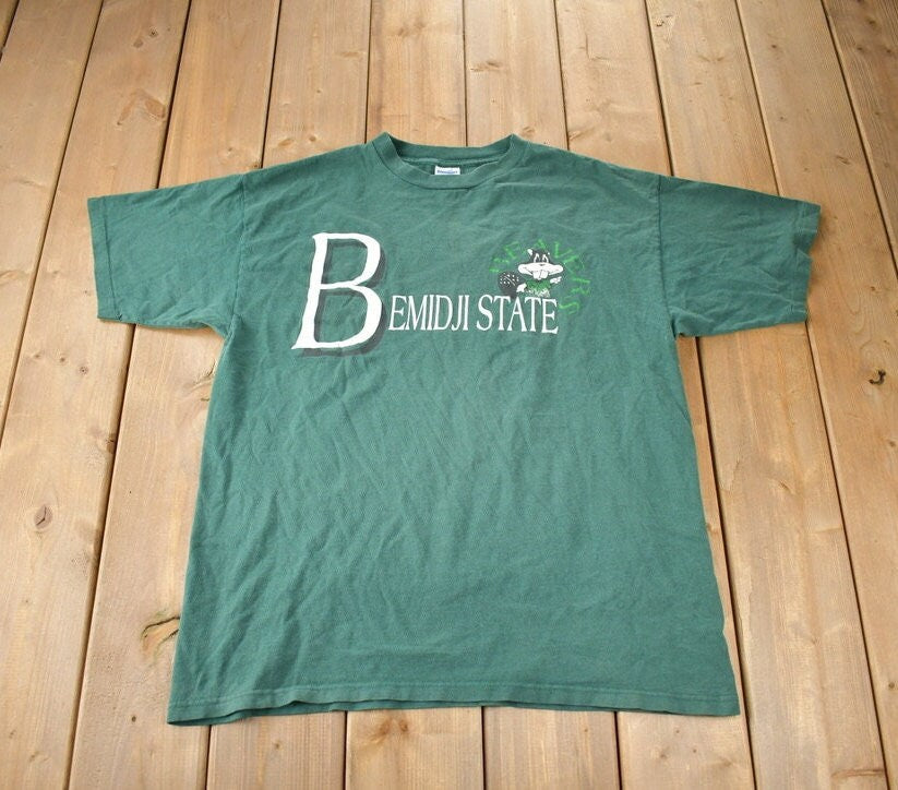 Vintage 1990s Bemidji State Beavers University Graphic T-Shirt Made In USA Cotton