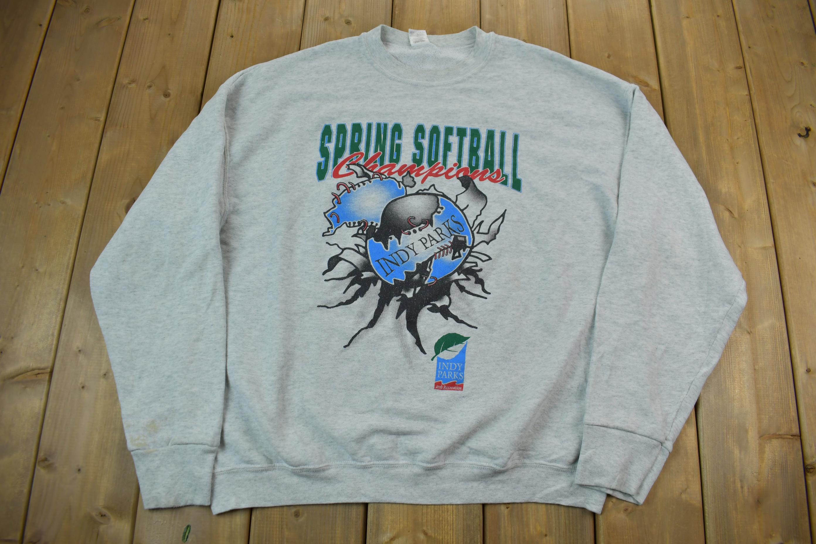 Vintage 1990s Spring Softball Crewneck Sweatshirt Made In USA