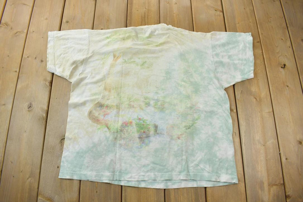 Vintage 1990s Rainforest Preserve Paradise Single Stitch Graphic Tie Dye T-Shirt Made In USA