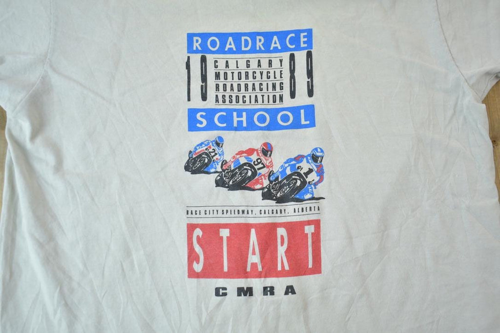Vintage 1986 CMRA Road Rrace School Road Bike Racing Graphic T Shirt