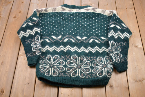 Vintage 1990s Glacier Bay Import Nordic Knit Crewneck Sweater / Vintage 90s Crewneck / Abstract Patterns / Alaska Graphic / Streetwear