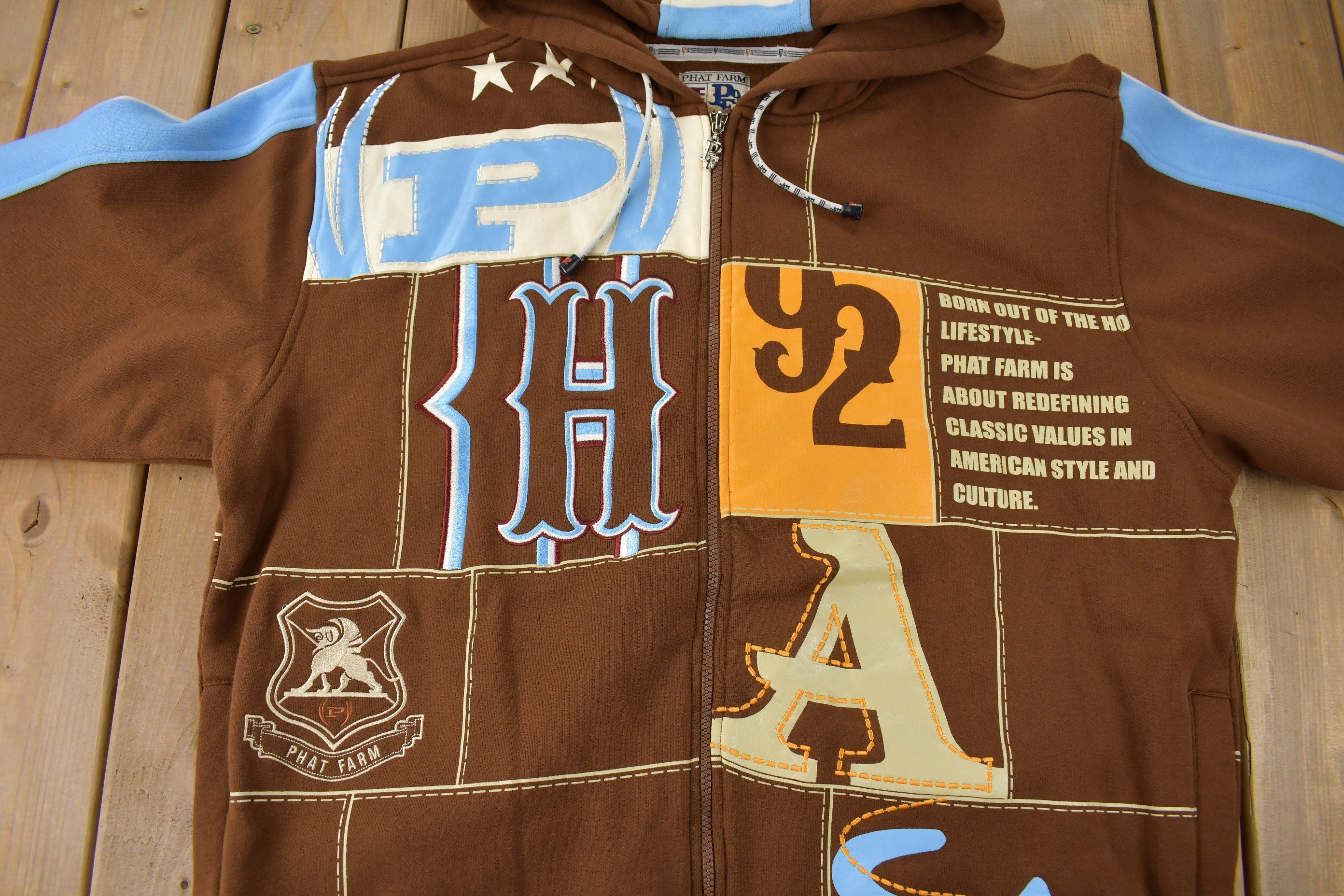 Vintage Deadstock Y2K Phat Farm Embroidered Patchwork Hoodie