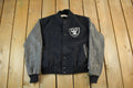 Vintage 1990's Oakland Los Angeles Raiders Leather Letterman Jacket Mens Medium