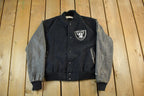 Vintage 1990's Oakland Los Angeles Raiders Leather Letterman Jacket Mens Medium