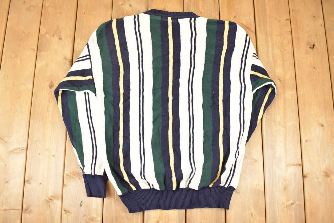 Vintage 1990s Woods And Gray Plaid Knit Crewneck Sweater Men's XL