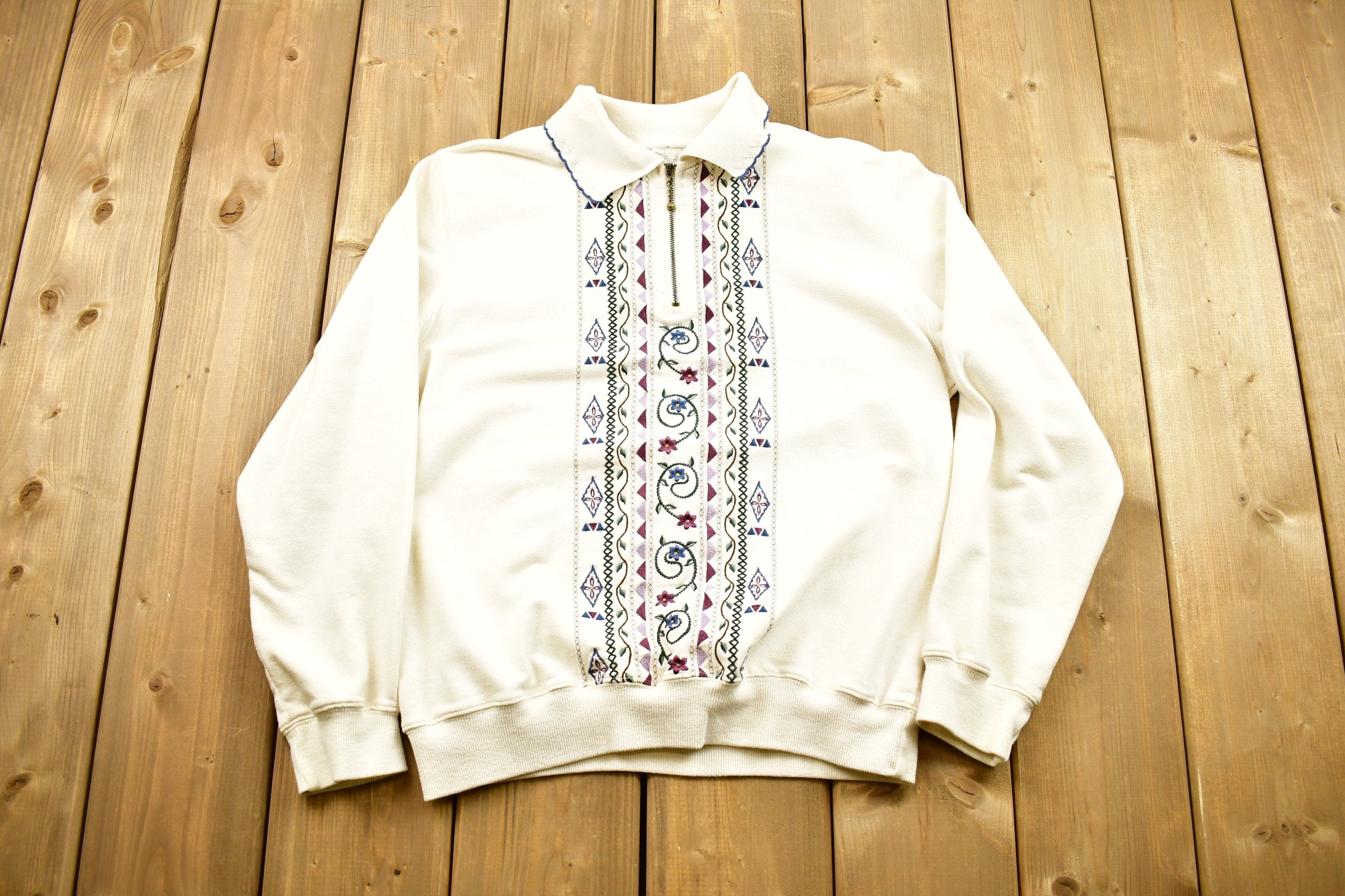 Vintage 1990s Abstract Graphic Collared Sweater